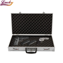 Aluminum Framed Pistol Gun Box, 2 Locks Handgun Safe Case with Foam, Fits Full Size Handgun Carry Storage Sliver